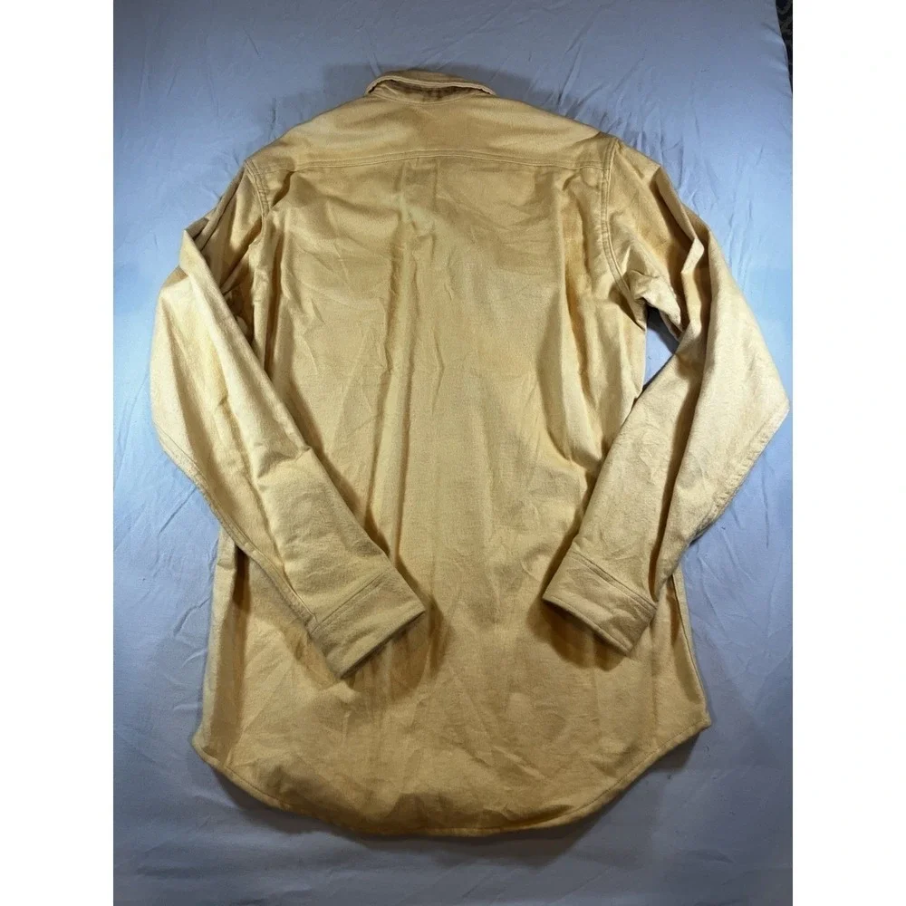 St‎ Johns Bay Mens Medium Tall Chamois Cloth Button Up Long Sleeve Shirt Yellow